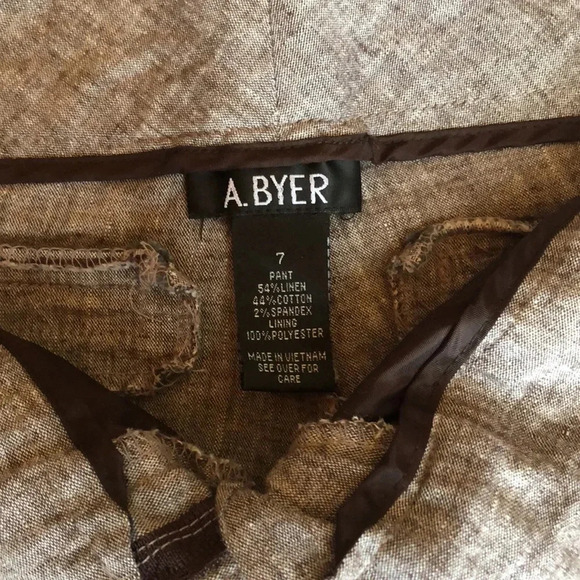 Brown linen wide leg pants Junior size 7 - Picture 4 of 5